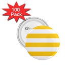 Horizontal Stripes - White and Banana Yellow 1.75  Button (100 pack)