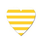 Horizontal Stripes - White and Banana Yellow Magnet (Heart)