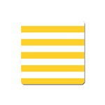 Horizontal Stripes - White and Banana Yellow Magnet (Square)