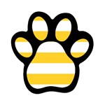 Horizontal Stripes - White and Banana Yellow Magnet (Paw Print)