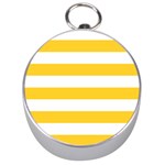 Horizontal Stripes - White and Banana Yellow Silver Compass