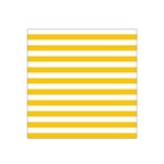 Horizontal Stripes - White and Deep Lemon Yellow Satin Bandana Scarf