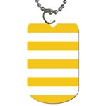 Horizontal Stripes - White and Deep Lemon Yellow Dog Tag (One Side)