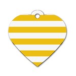 Horizontal Stripes - White and Deep Lemon Yellow Dog Tag Heart (One Side)