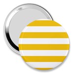 Horizontal Stripes - White and Deep Lemon Yellow 3  Handbag Mirror