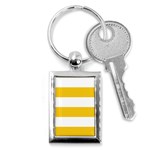 Horizontal Stripes - White and Deep Lemon Yellow Key Chain (Rectangle)
