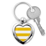 Horizontal Stripes - White and Deep Lemon Yellow Key Chain (Heart)
