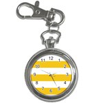 Horizontal Stripes - White and Deep Lemon Yellow Key Chain Watch