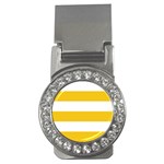 Horizontal Stripes - White and Deep Lemon Yellow Money Clip (CZ)