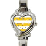 Horizontal Stripes - White and Deep Lemon Yellow Heart Italian Charm Watch