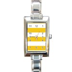 Horizontal Stripes - White and Deep Lemon Yellow Rectangle Italian Charm Watch