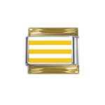 Horizontal Stripes - White and Deep Lemon Yellow Gold Trim Italian Charm (9mm)