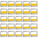 Horizontal Stripes - White and Deep Lemon Yellow 9mm Italian Charm (25 pack)