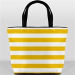 Horizontal Stripes - White and Deep Lemon Yellow Bucket Bag