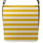 Horizontal Stripes - White and Deep Lemon Yellow Flap Closure Messenger Bag (S)