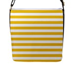 Horizontal Stripes - White and Deep Lemon Yellow Flap Closure Messenger Bag (L)