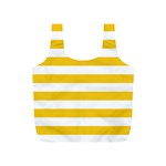 Horizontal Stripes - White and Deep Lemon Yellow Full Print Recycle Bag (S)