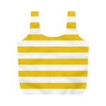 Horizontal Stripes - White and Deep Lemon Yellow Full Print Recycle Bag (M)
