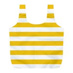 Horizontal Stripes - White and Deep Lemon Yellow Full Print Recycle Bag (L)