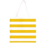 Horizontal Stripes - White and Deep Lemon Yellow Grocery Light Tote Bag