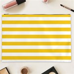 Horizontal Stripes - White and Deep Lemon Yellow Cosmetic Bag (XXL)