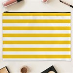 Horizontal Stripes - White and Deep Lemon Yellow Cosmetic Bag (XXXL)