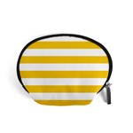 Horizontal Stripes - White and Deep Lemon Yellow Accessory Pouch (Small)