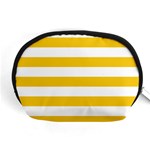 Horizontal Stripes - White and Deep Lemon Yellow Accessory Pouch (Medium)
