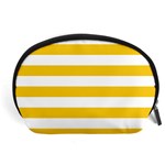 Horizontal Stripes - White and Deep Lemon Yellow Accessory Pouch (Large)