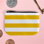 Horizontal Stripes - White and Deep Lemon Yellow Mini Coin Purse