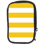 Horizontal Stripes - White and Deep Lemon Yellow Compact Camera Leather Case