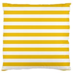 Horizontal Stripes - White and Deep Lemon Yellow Large Cushion Case (One Side)