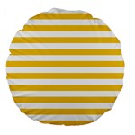 Horizontal Stripes - White and Deep Lemon Yellow Large 18  Premium Flano Round Cushion