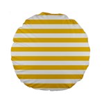 Horizontal Stripes - White and Deep Lemon Yellow Standard 15  Premium Round Cushion