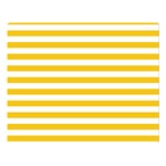 Horizontal Stripes - White and Deep Lemon Yellow Double Sided Flano Blanket (Large)