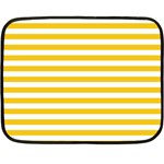 Horizontal Stripes - White and Deep Lemon Yellow Double Sided Fleece Blanket (Mini)