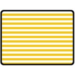 Horizontal Stripes - White and Deep Lemon Yellow Fleece Blanket (Large) (One Side)