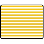 Horizontal Stripes - White and Deep Lemon Yellow Double Sided Fleece Blanket (Medium) (Two Sides)