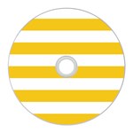 Horizontal Stripes - White and Deep Lemon Yellow CD Wall Clock