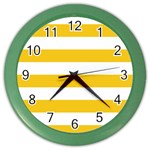 Horizontal Stripes - White and Deep Lemon Yellow Color Wall Clock