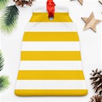 Horizontal Stripes - White and Deep Lemon Yellow Ornament (Bell)
