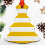 Horizontal Stripes - White and Deep Lemon Yellow Christmas Tree Ornament (Two Sides)