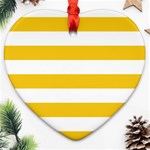 Horizontal Stripes - White and Deep Lemon Yellow Ornament (Heart)