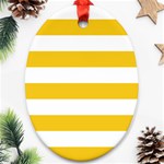 Horizontal Stripes - White and Deep Lemon Yellow Ornament (Oval)
