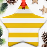Horizontal Stripes - White and Deep Lemon Yellow Star Ornament (Two Sides)