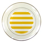 Horizontal Stripes - White and Deep Lemon Yellow Porcelain Plate