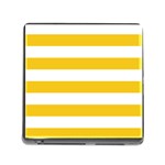 Horizontal Stripes - White and Deep Lemon Yellow Memory Card Reader (Square)