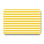 Horizontal Stripes - White and Deep Lemon Yellow Small Doormat