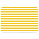 Horizontal Stripes - White and Deep Lemon Yellow Large Doormat