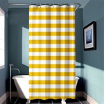 Horizontal Stripes - White and Deep Lemon Yellow Shower Curtain 36  x 72  (Stall)